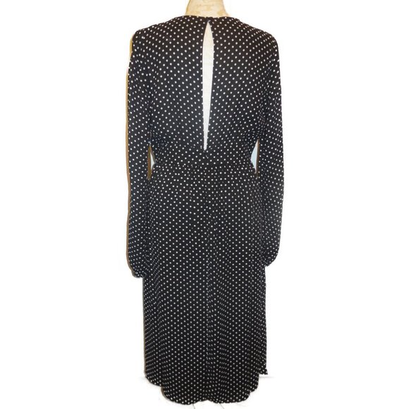 Dress Polka Dot NEW retro fit & flare long sleeve bellow knee summer party - Picture 4 of 9